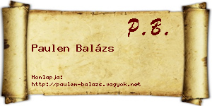 Paulen Balázs névjegykártya
